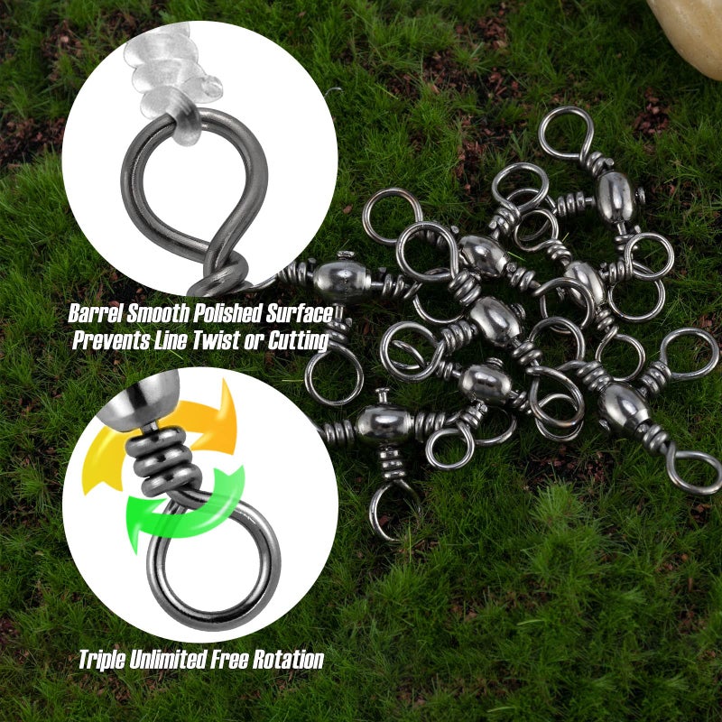 Dr.Fish 30 Pack Fishing 3 Way Swivels, 35-175LB, Three Way Barrel Swivels Fishing Tackle Catfish Rig #10 35Lb - Image 4